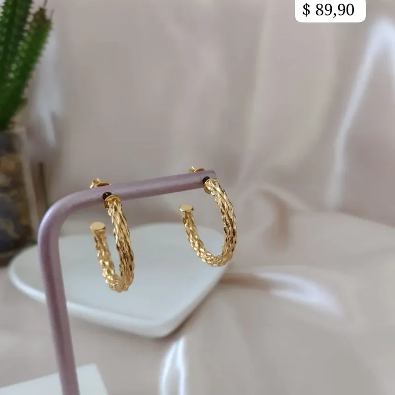 BRINCO ARGOLA TUBO TRANÇADA 30MM