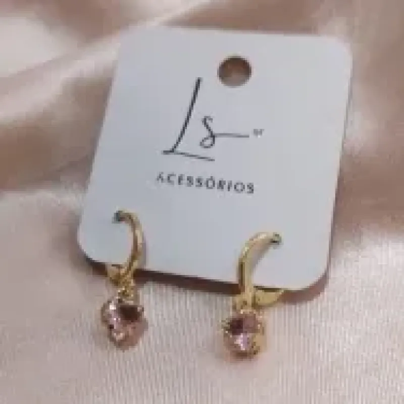 BRINCO ARTICULADOR CORAÇÃO ZIRCONIA ROSA