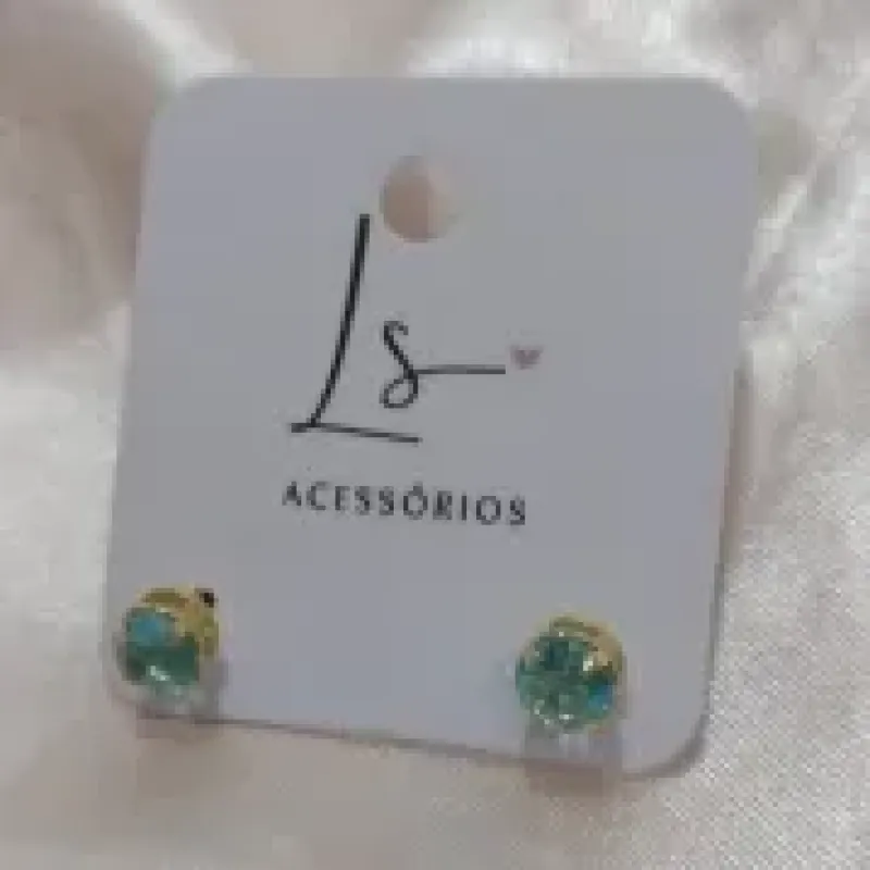 BRINCO DE ZIRCONIA TURQUESA GALERIA IMPORTADA 6MM