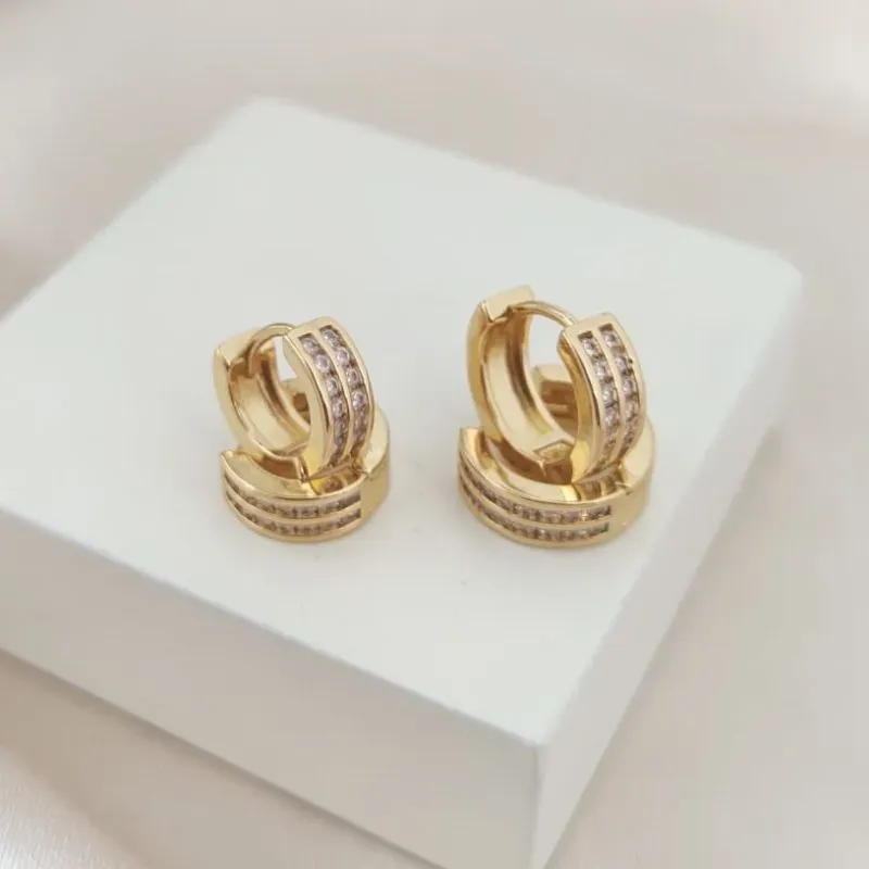 BRINCO DUPLO DE ARGOLA COM 2 FILA DE ZIRCONIA