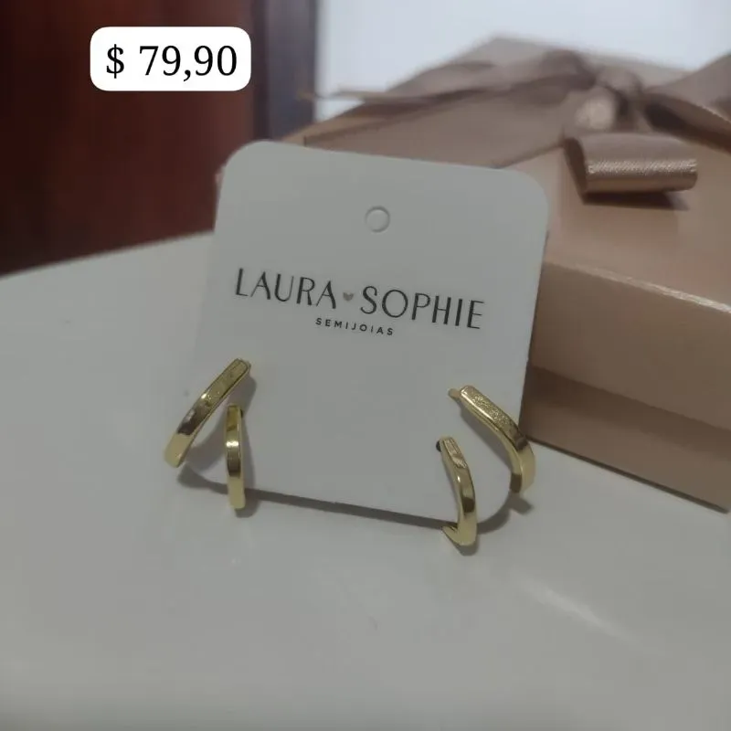 BRINCO DUPLO DE ARGOLA QUADRADA