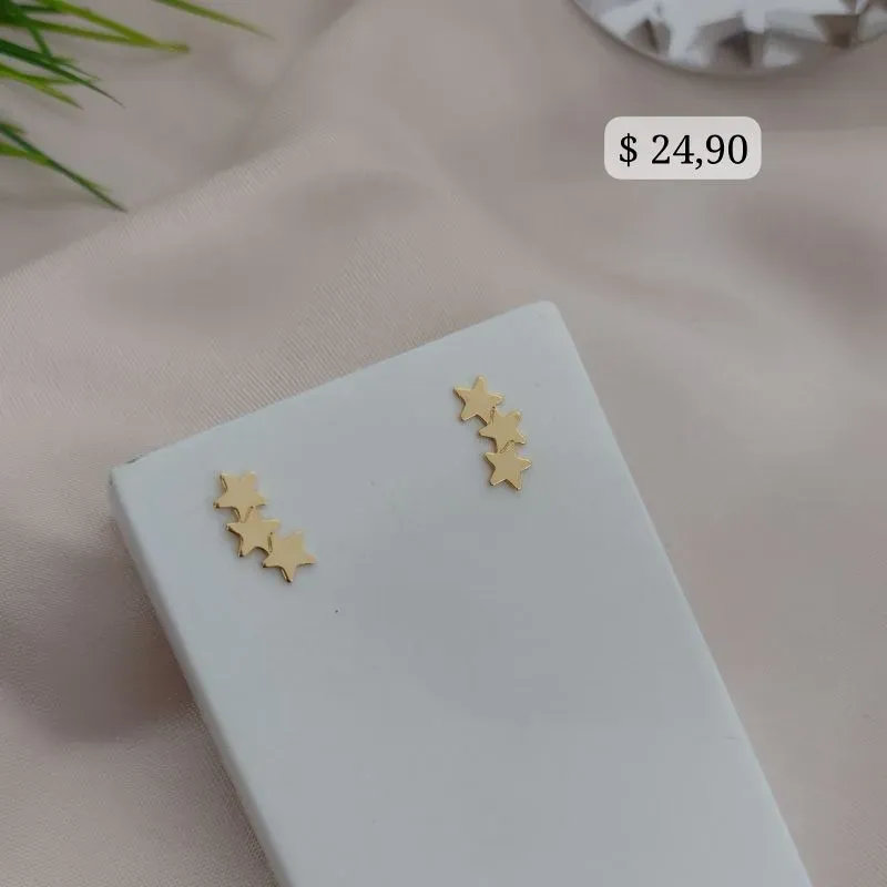 BRINCO EARCUFF 3 ESTRELAS CHAPINHA LISA