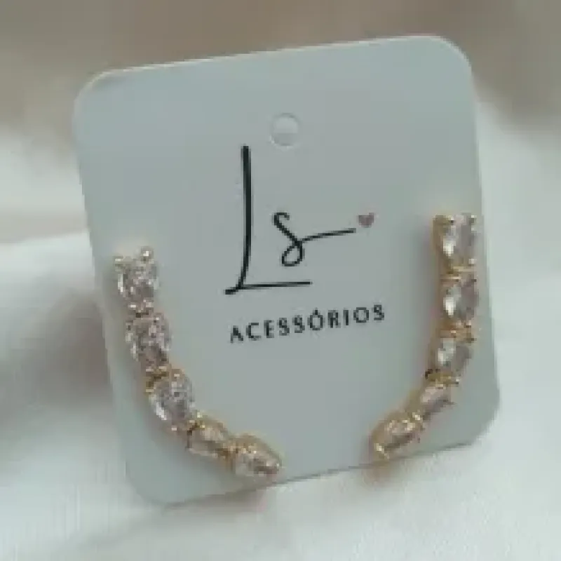 BRINCO EARCUFF PEDRAS GOTAS EM ZIRCONIA