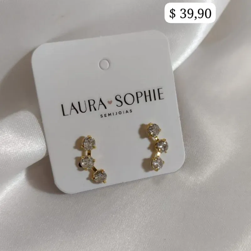 BRINCO EARCUFF REDONDO 3 PEDRAS DE ZIRCONIA