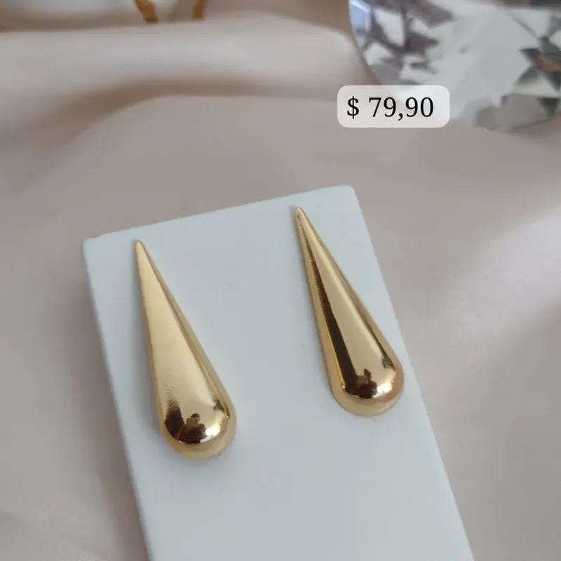 BRINCO ORGANICO EM FORMA DE GOTA COMPRIDA