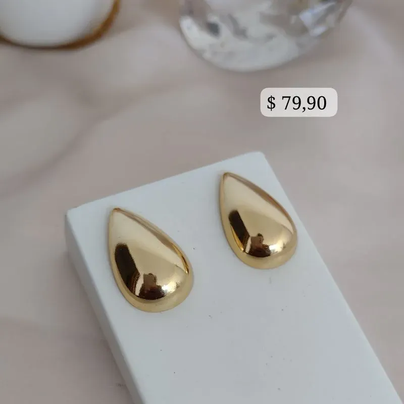 BRINCO ORGANICO EM FORMA DE GOTA GRANDE