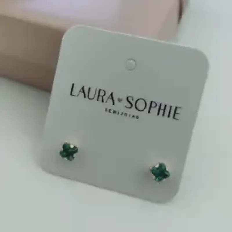 BRINCO PEDRA VERDE QUADRADA 4MM