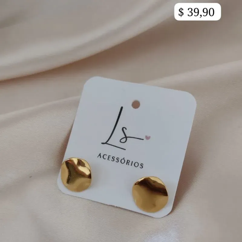 BRINCO PLACA REDONDA 12MM