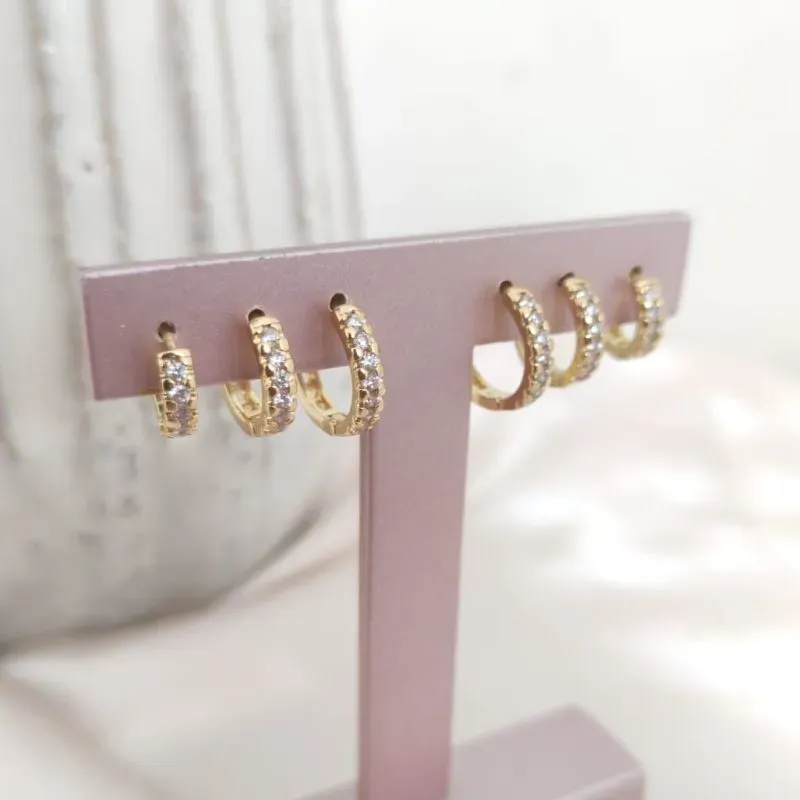 BRINCO TRIO DE ARGOLA COM 1 FILA DE ZIRCONIA