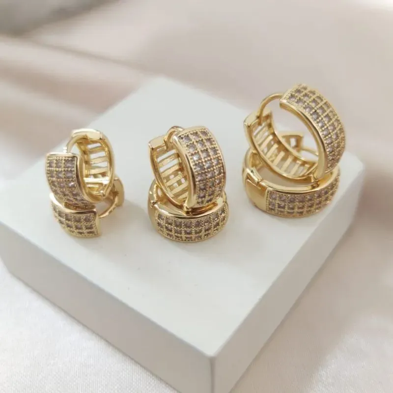 BRINCO TRIO DE ARGOLA COM 3 FILAS DE ZIRCONIA