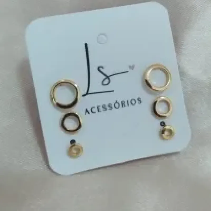 BRINCO TRIO DE CIRCULO VAZADO LISOS