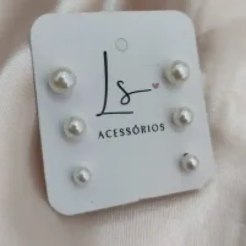 BRINCO TRIO DE PEROLA 6MM 5MM 4MM