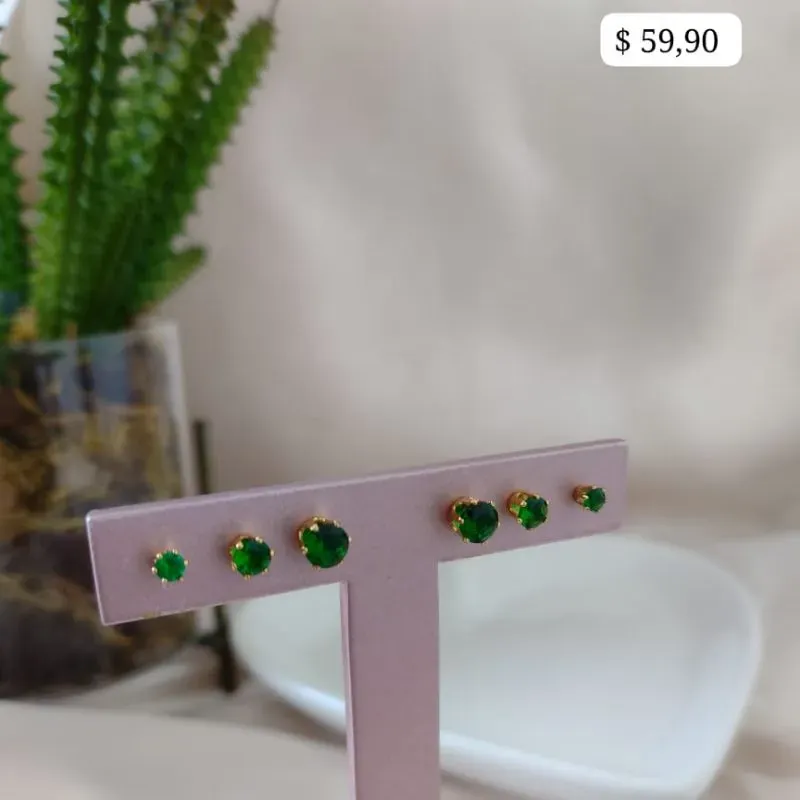 BRINCO TRIO PEDRA VERDE