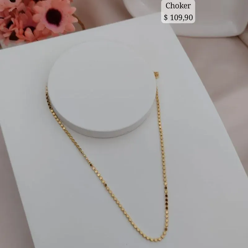 CHOKER COM PLACAS REDONDAS CHATADAS 2MM