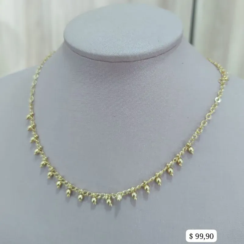 CHOKER ELO PORTUGUES COM ESFERAS PEDURADAS