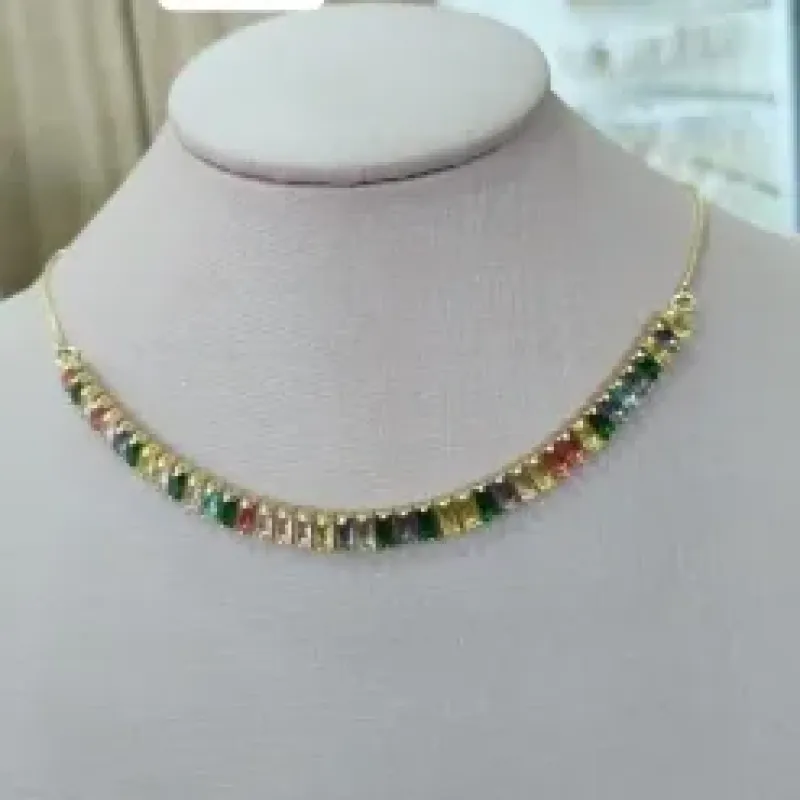 CHOKER METADE VENEZIANA E RIVIEIRA COLORIDAS