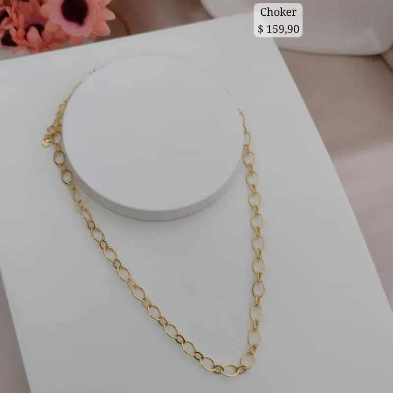 CHOKER TODA EM ELO OVAL LISOS VAZADOS