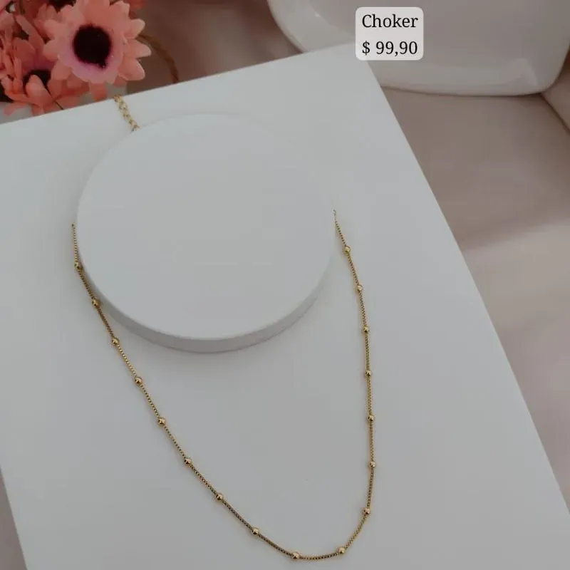 CHOKER VENEZIANA COM MINI ESFERAS AO REDOR