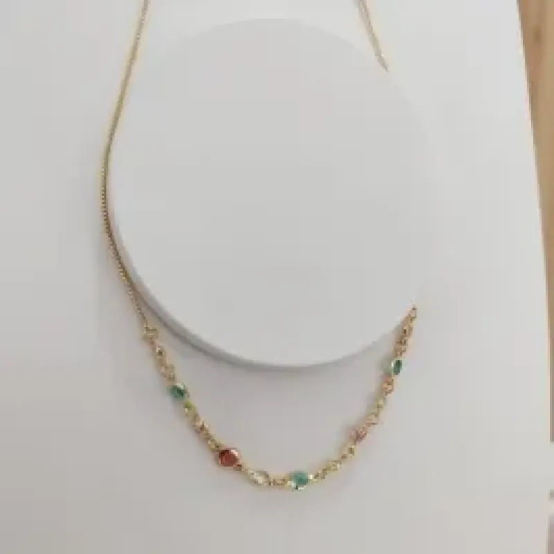 CHOKER VENEZIANA PEDRAS ZIRCONIA COLORIDAS