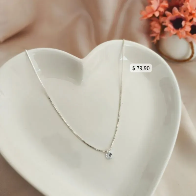 COLAR COM PINGENTE PONTO DE LUZ B. A PRATA 925