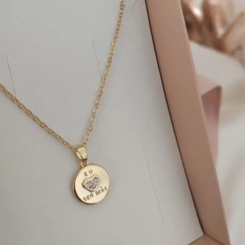 COLAR ELO PORTUGUES COM PLACA EU AMO SER MÃE