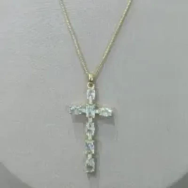 COLAR VENESIANA PINGENTE CRUZ CRAVEJADA ZIRCONIA RETANGULAR