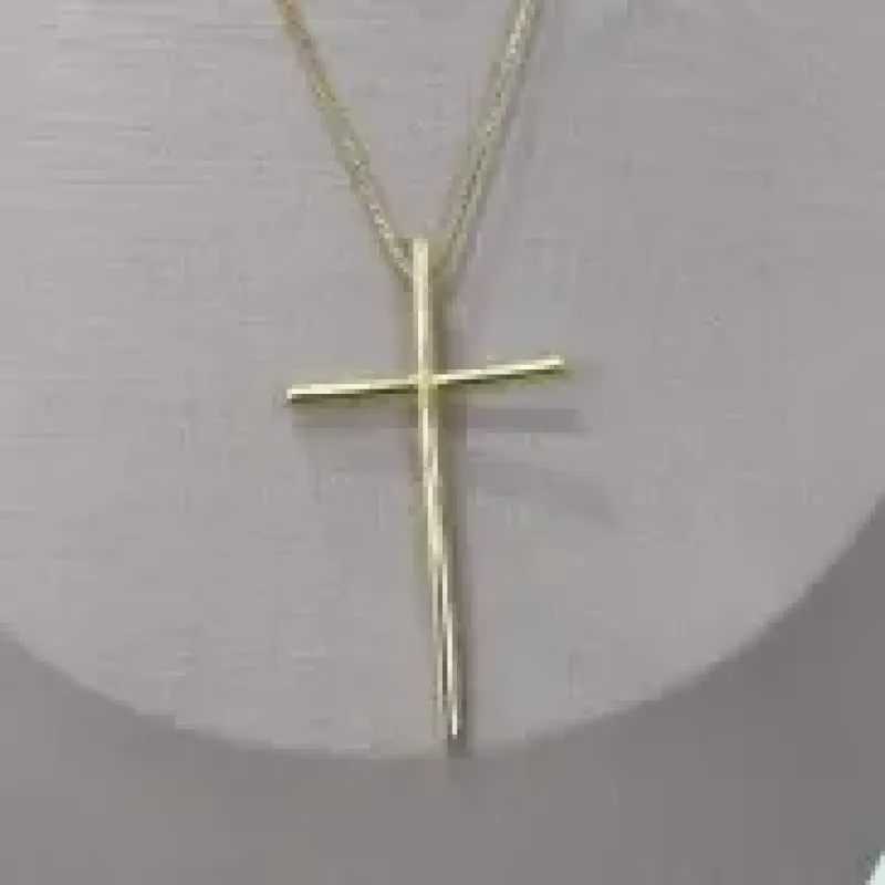 COLAR VENESIANA PINGENTE CRUZ LISA 50MM