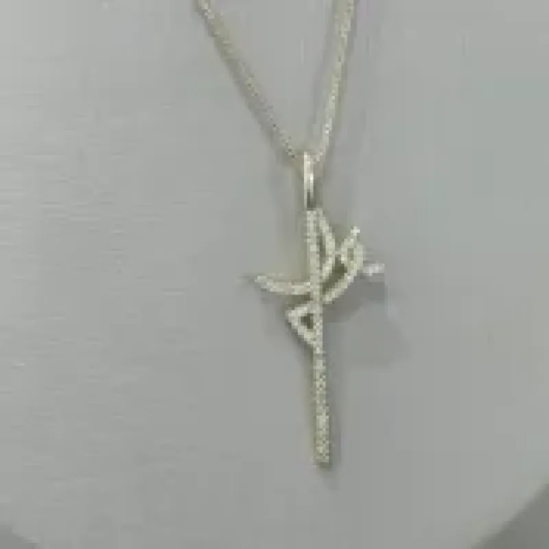 COLAR VENESIANA PINGENTE FÉ CRAVEJADO ZIRCONIA