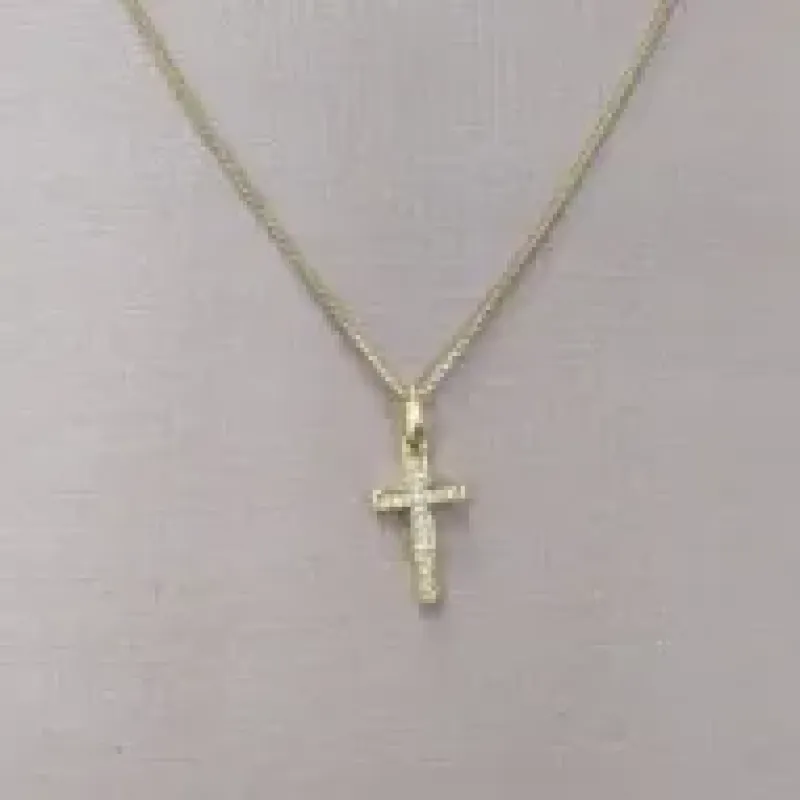 COLAR VENEZIANA PINGENTE CRUZ CRAVEJADA TODA ZIRCONIA