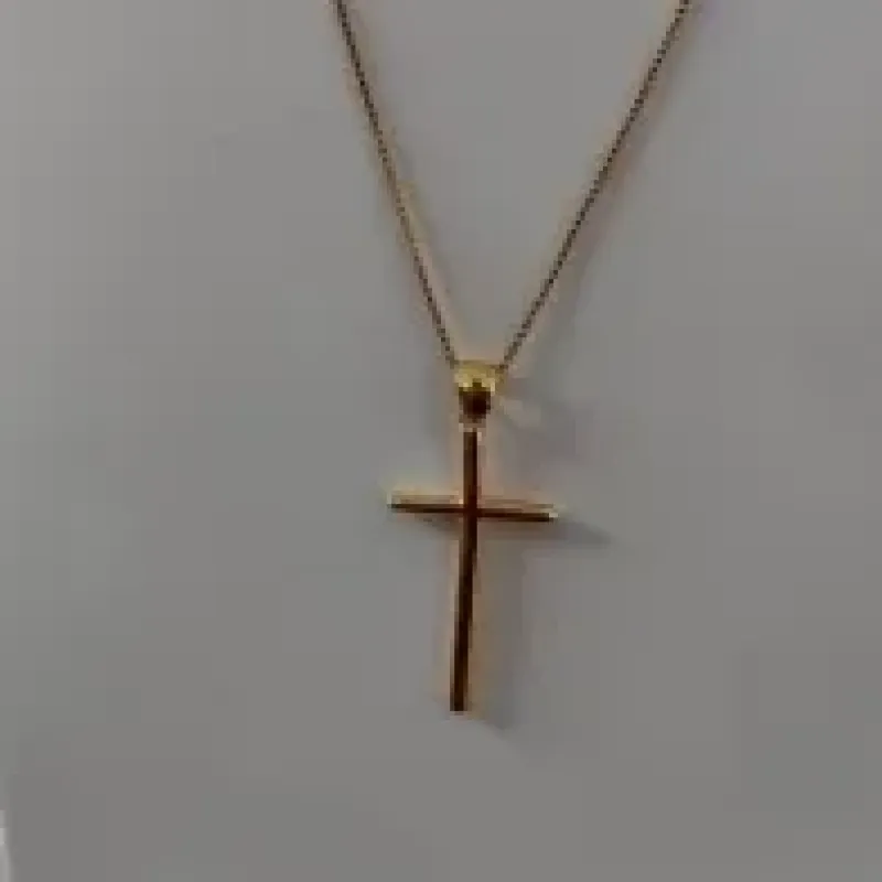 COLAR VENEZIANA PINGENTE CRUZ LISA 35MM