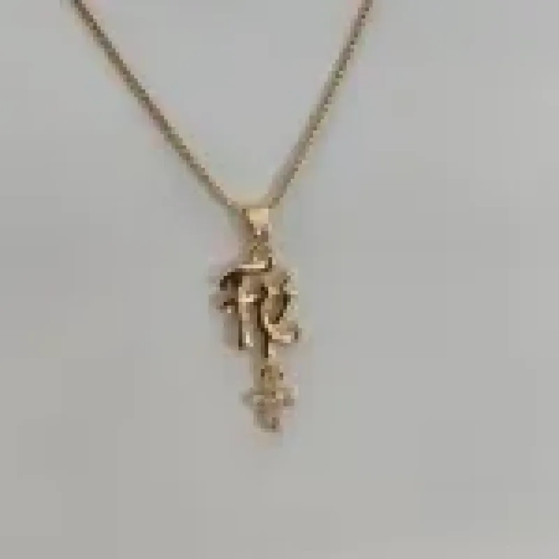 COLAR VENEZIANA PINGENTE FE COM CRUZ CRAVEJADA ZIRCONIA