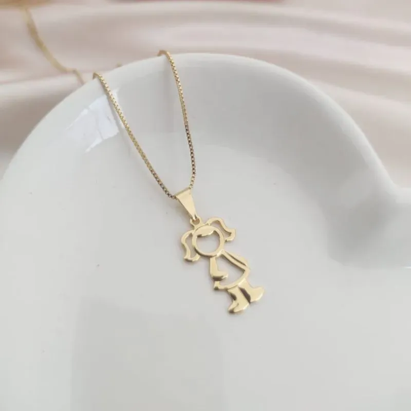 COLAR VENEZIANA PINGENTE MENINA VAZADA FILHOS