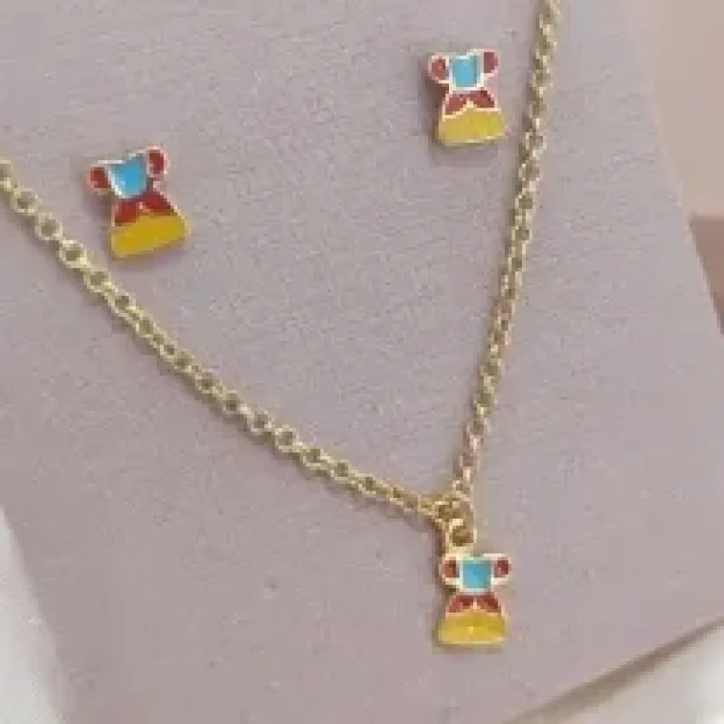 CONJUNTO INFANTIL RESINADO ELO PORTUGUES VESTIDO