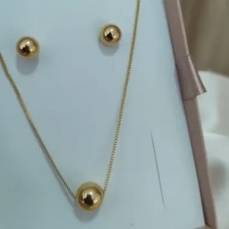 CONJUNTO VENEZIANA PINGENTE ESFERA 10MM