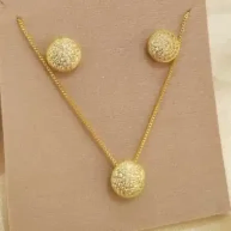 CONJUNTO VENEZIANA PINGENTE REDONDO CRAVEJADO ZIRCONIA 10MM