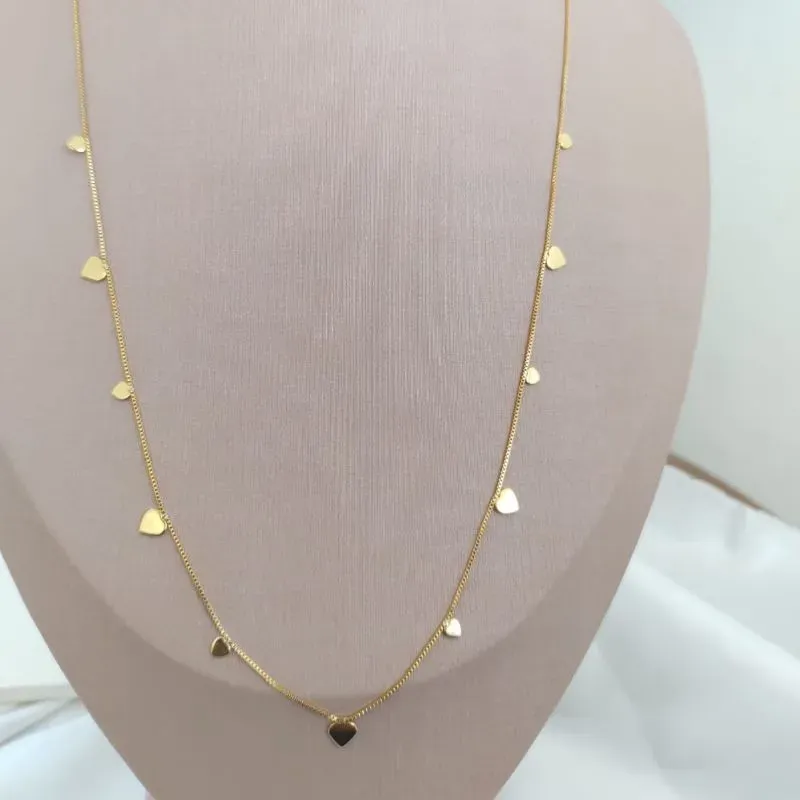 LONGUINHO VENEZIANA COM PLACAS DE CORAÇÃO