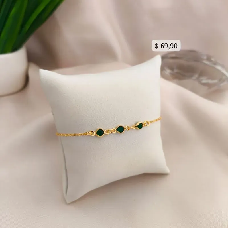 PULSEIRA COM 3 PEDRAS VERDES