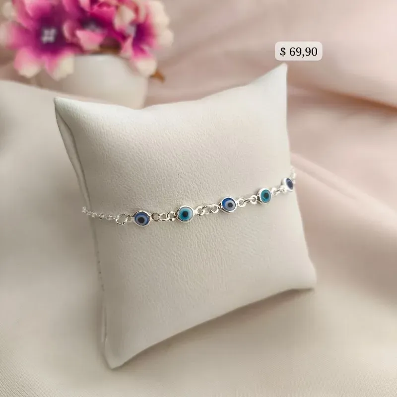 PULSEIRA COM MINI OLHO GREGOS B. A PRATA 925