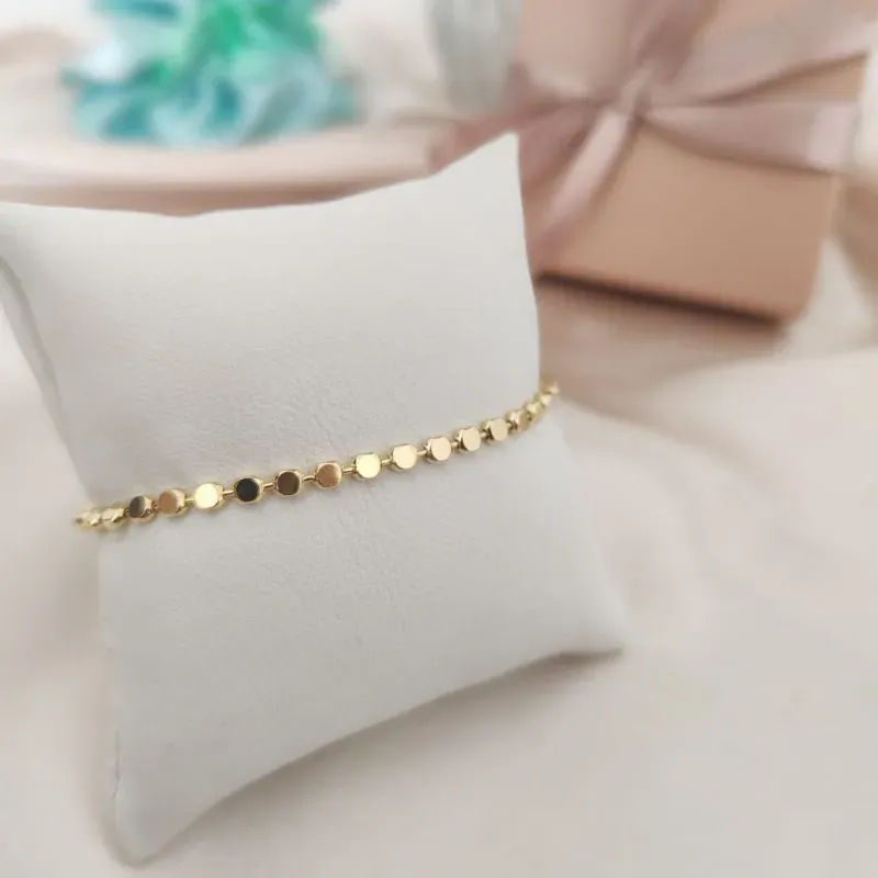 PULSEIRA COM PLACAS REDONDAS CHATADAS 3MM