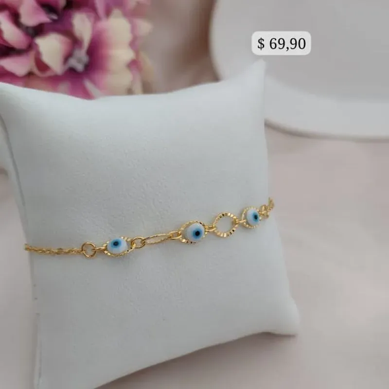 PULSEIRA DE OLHO GREGO COM ELOS VAZADOS