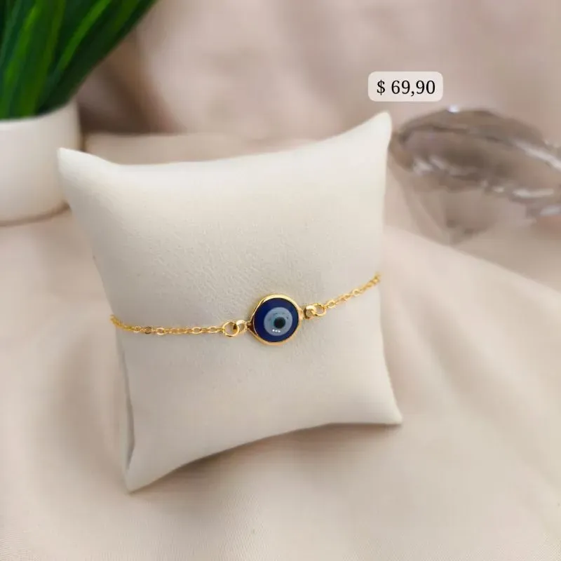 PULSEIRA ELO PORTUGUES COM OLHO GREGO AZUL