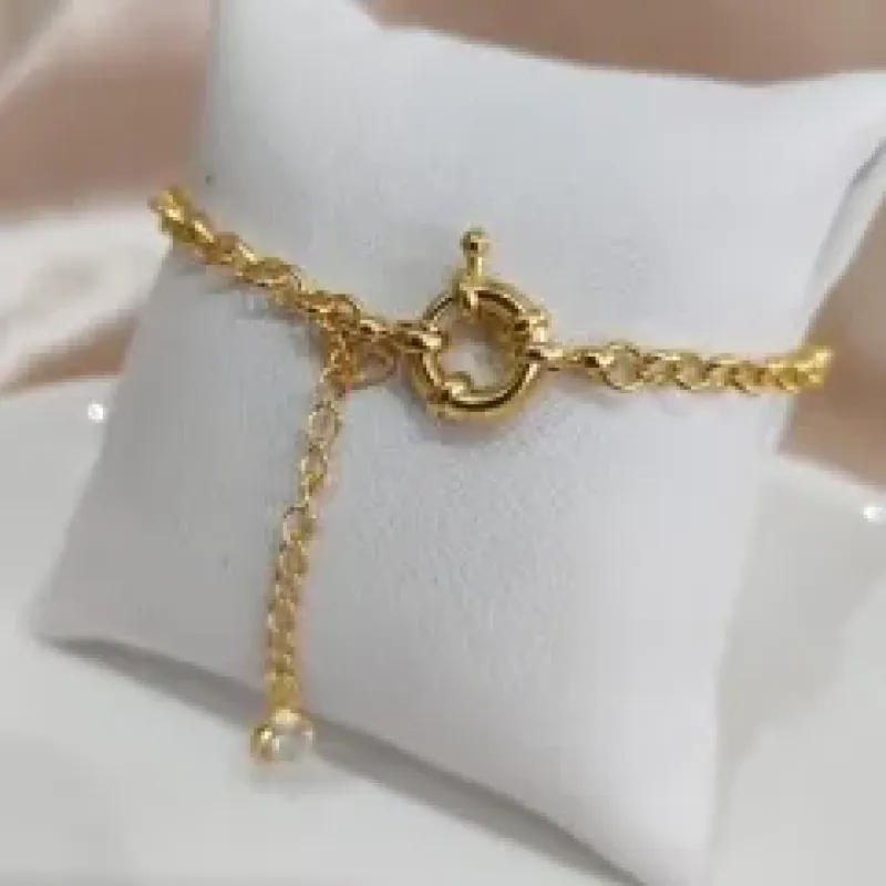 PULSEIRA ELO PORTUGUES FECHO BOIA COM PONTO DE LUZ