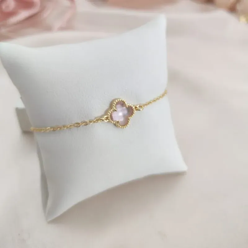 PULSEIRA EM ELO PORTUGUES COM FLOR ROSA