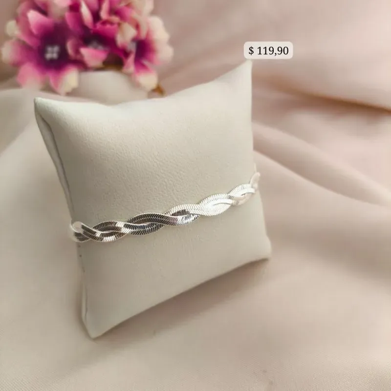 PULSEIRA FITA TRANÇADA B. A PRATA 925