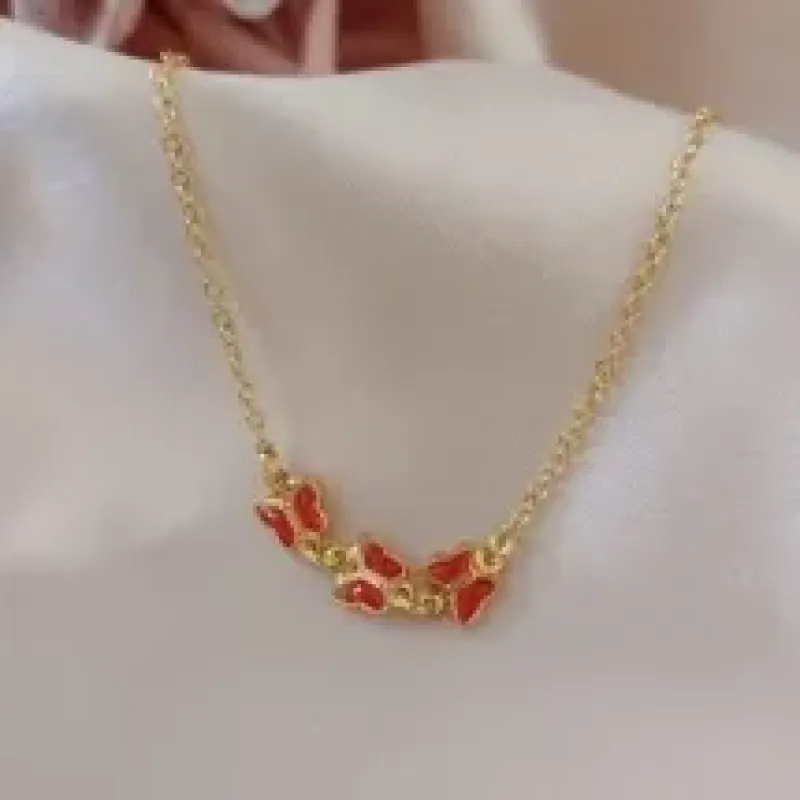 PULSEIRA INFANTIL ELO PORTUGUES COM 3 BORBOLETAS VERMELHA