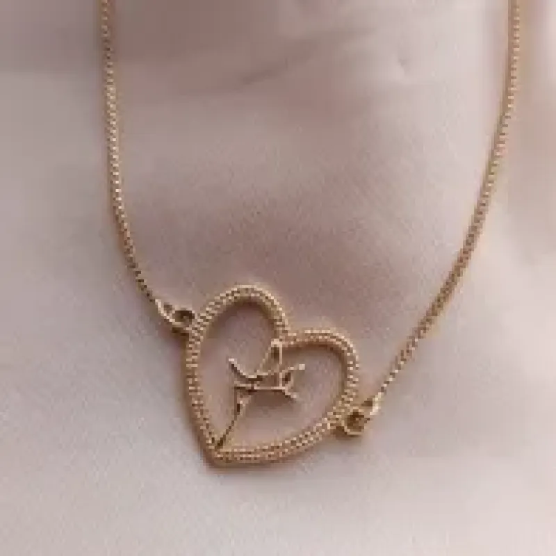 PULSEIRA REGULAVEL VENEZIANA CORAÇÃO VAZADO NOME FÉ