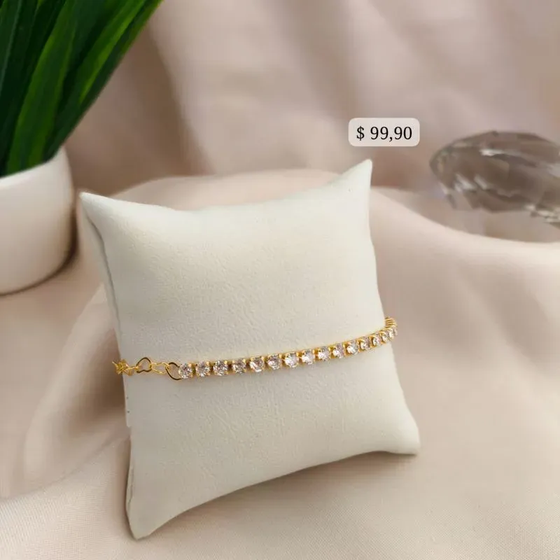 PULSEIRA RIVIERA COM CORRENTE DE CORAÇÃO ENTRELAÇADOS