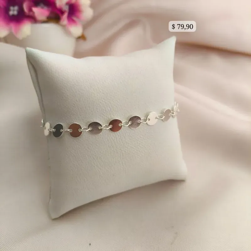 PULSEIRA TODA EM PLACAS REDONDAS B. A PRATA 925