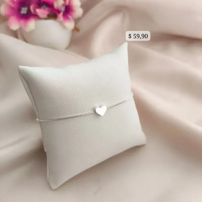 PULSEIRA VENEZIANA COM CORAÇÃO PASSADOR B. A PRATA 925