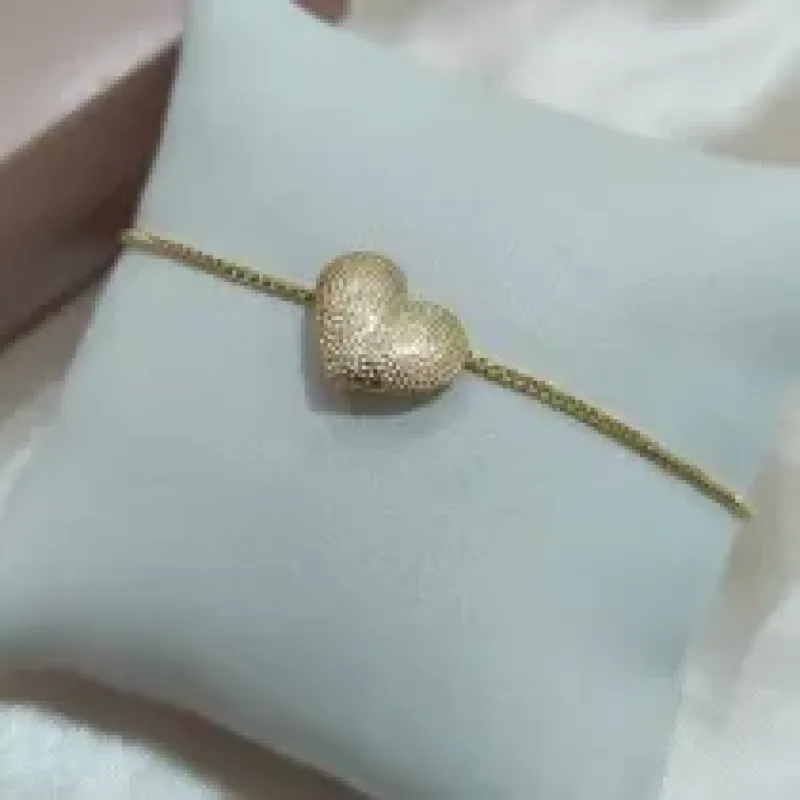 PULSEIRA VENEZIANA PINGENTE CORAÇÃO CRAQUELADO